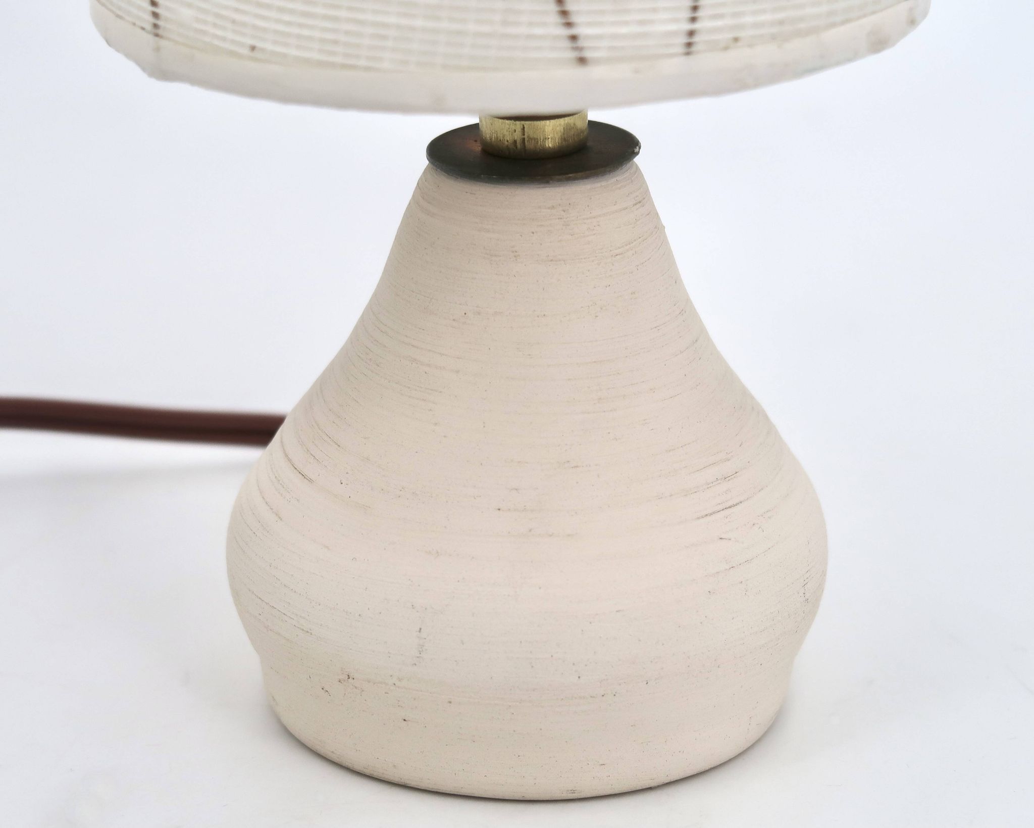 White ceramic lamp, herbarium-style lampshade, 1960s.