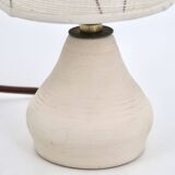 White ceramic lamp, herbarium-style lampshade, 1960s.