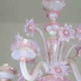 Extraordinary Murano Glass Chandelier adorned with Pink Flowers