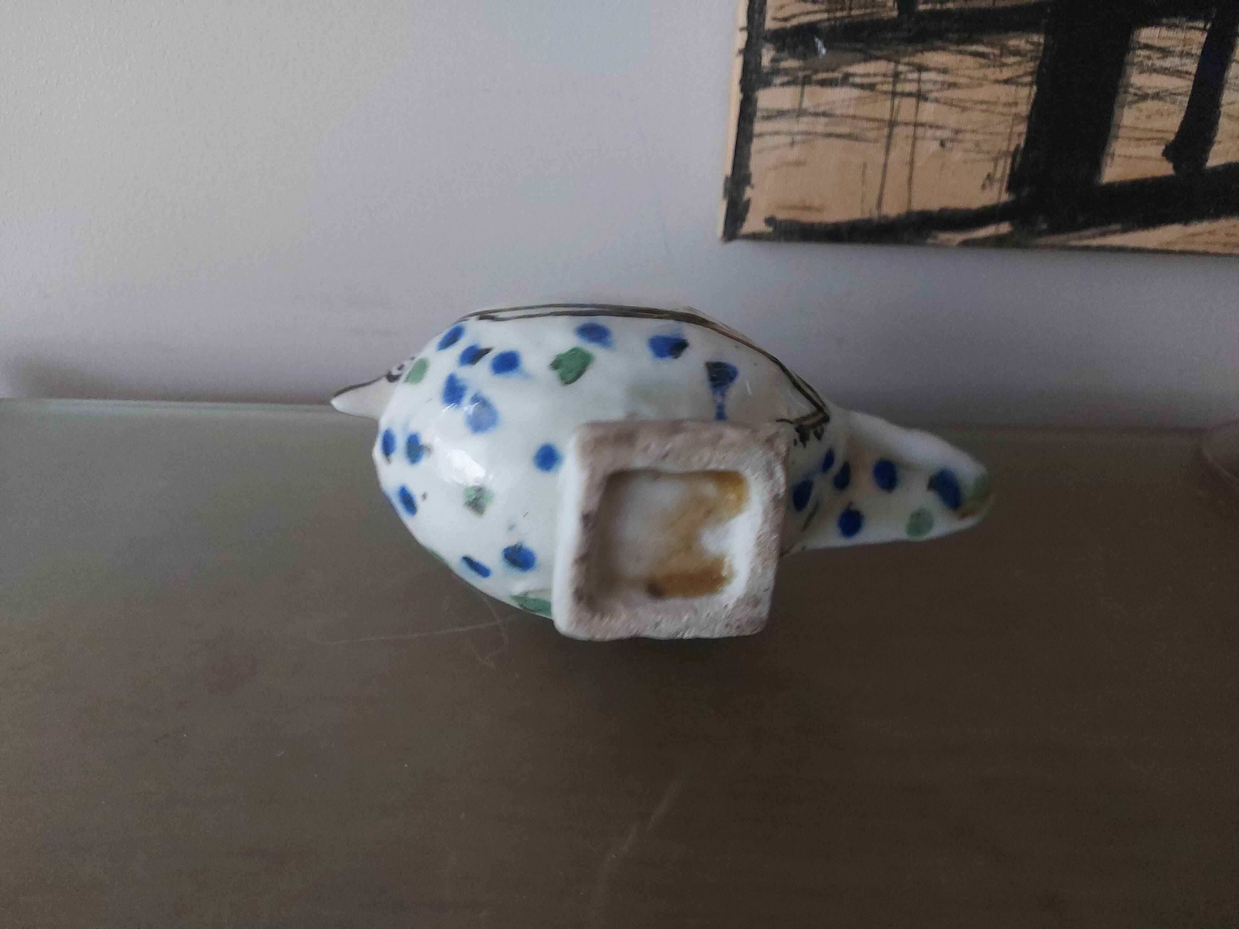 Cendrier oiseau en céramique émaillée