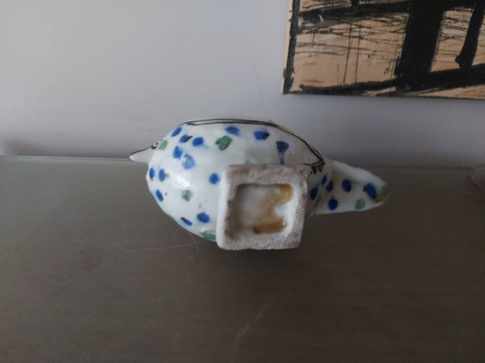 Cendrier oiseau en céramique émaillée
