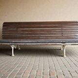 Garden bench with cast iron legs, Art Nouveau style.