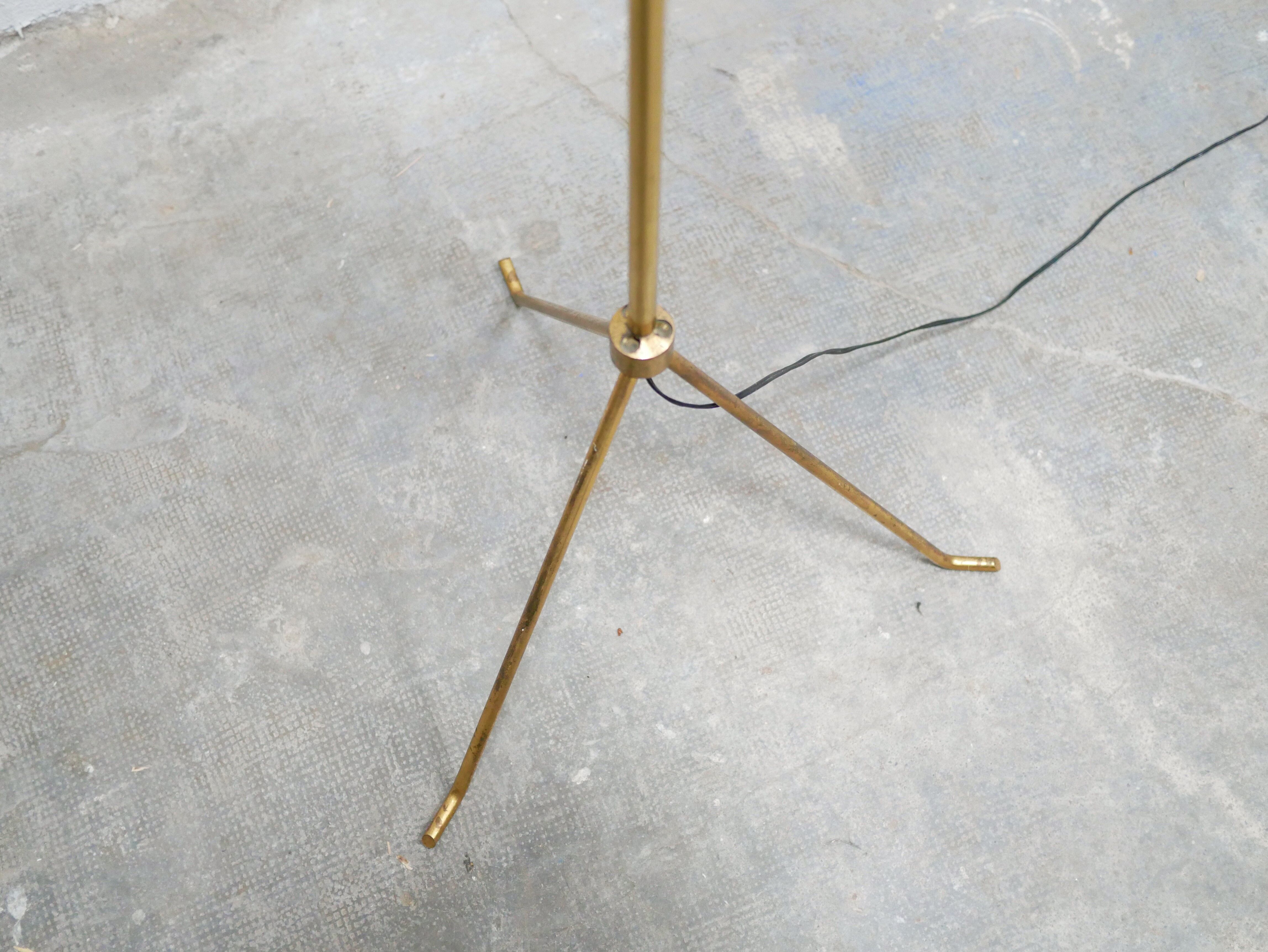 Vintage brass tripod floor lamp