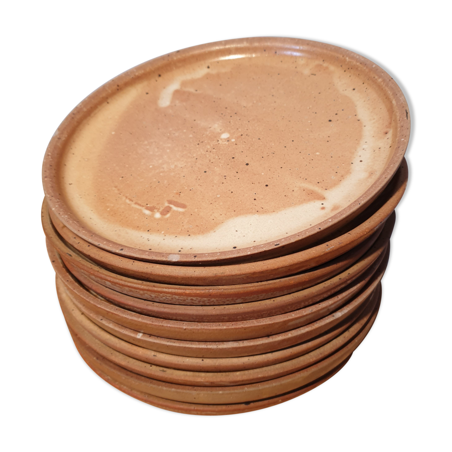 Set of 10 flat plates potter's sandstone