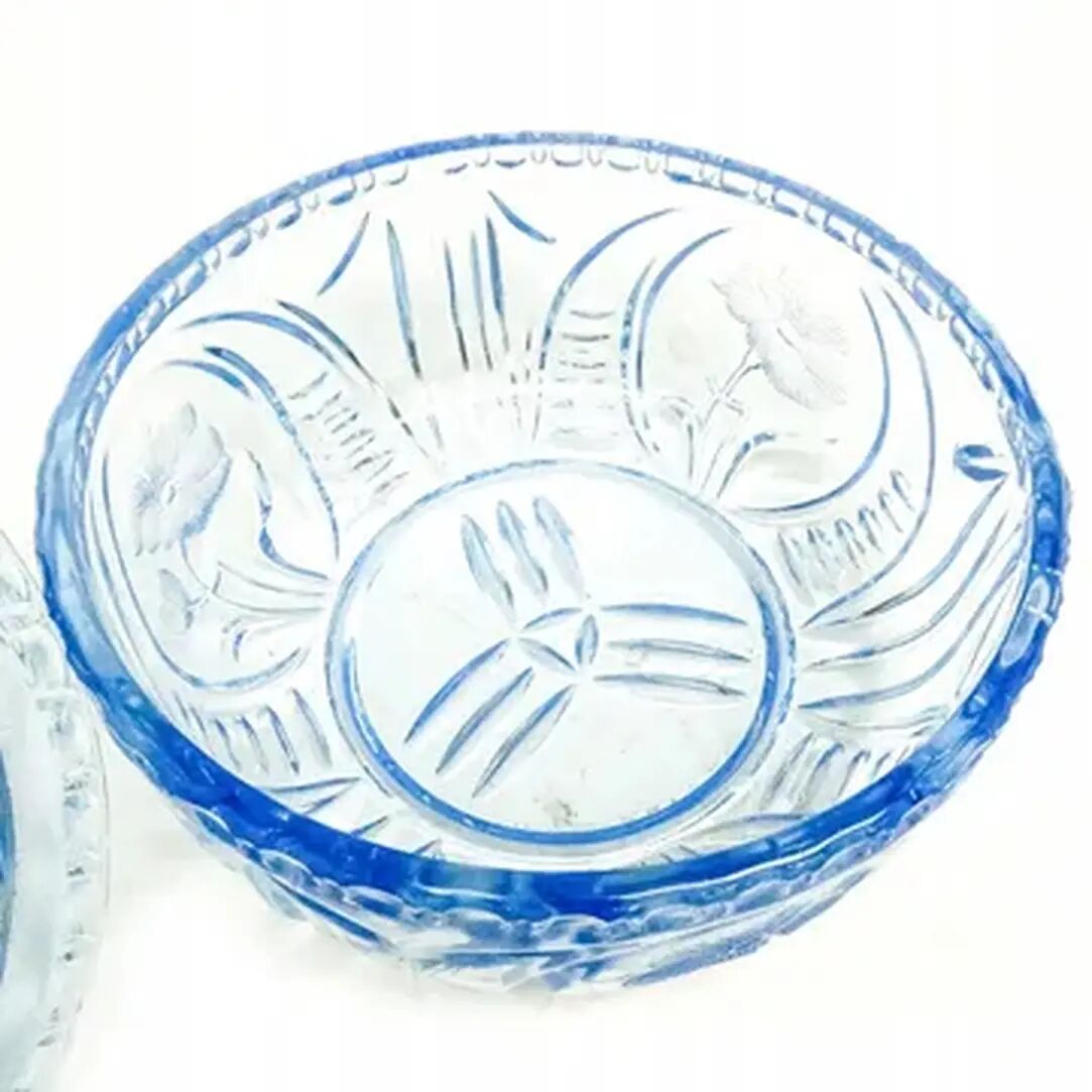 Art Deco bonbonniere, turquoise pressed glass, Germany, 1950s