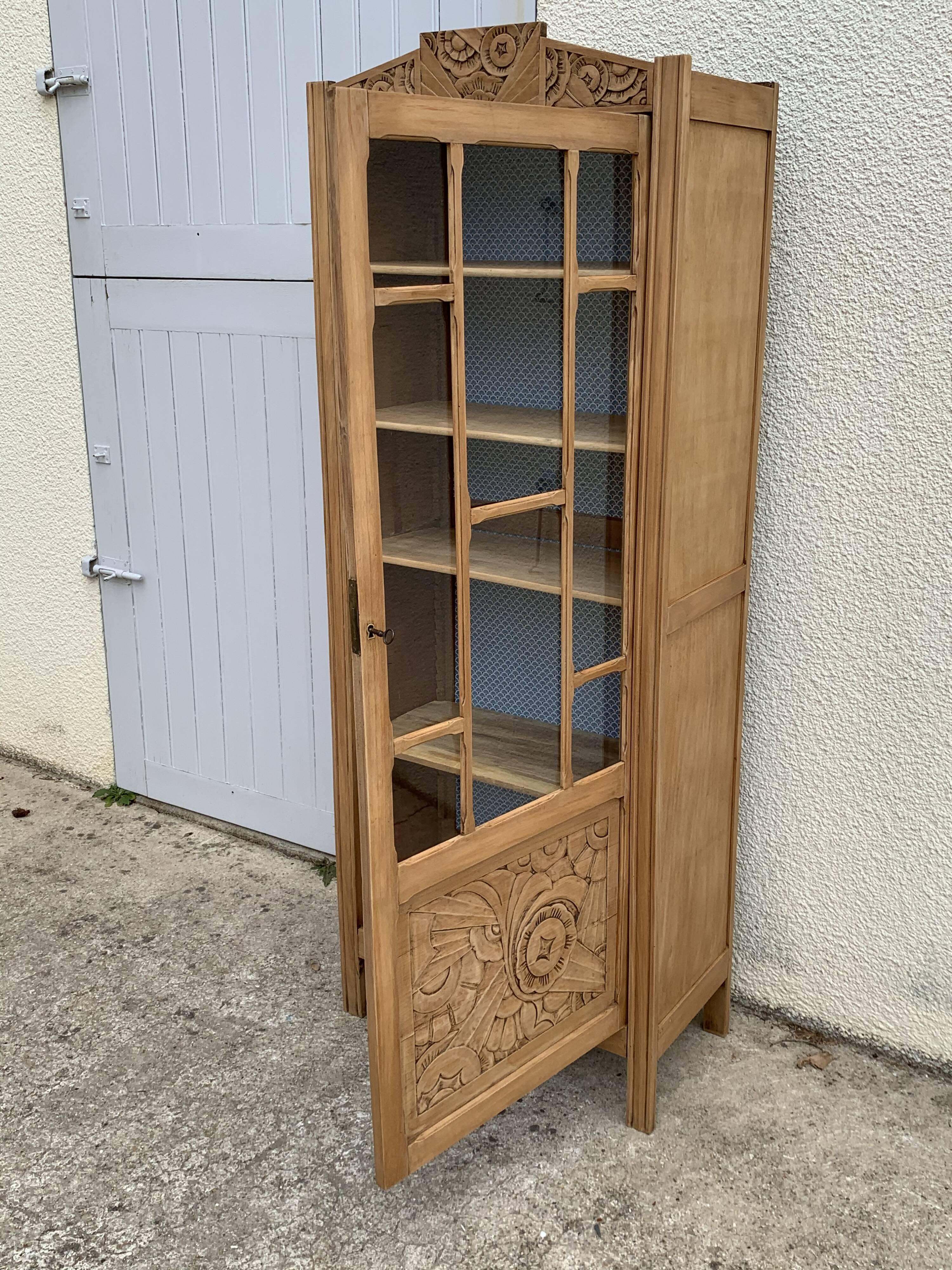Art deco glass-glazed parisian wardrobe