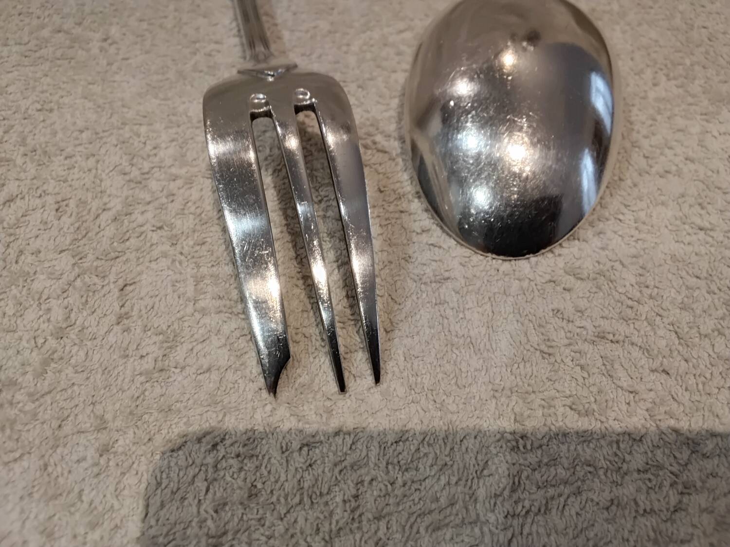 Silver-plated metal stew fork and spoon, Christofle silversmith, Albi