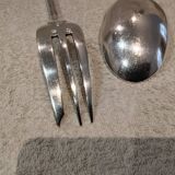 Silver-plated metal stew fork and spoon, Christofle silversmith, Albi