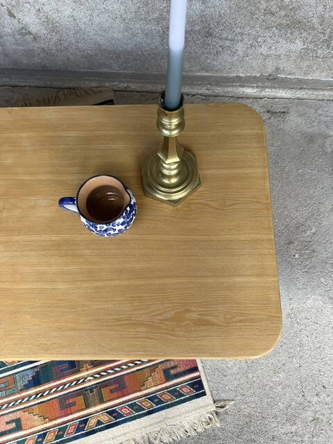 Vintage bamboo, wood and rattan coffee table