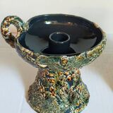 Pair of vintage Vanoise honey foam ceramic candlesticks