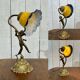 Bronze lamp with glass paste shade - work from the 1970s