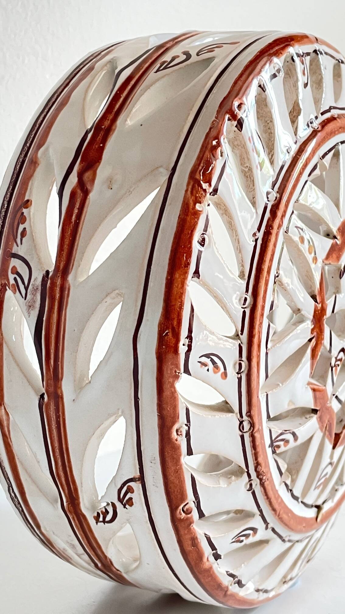 Handcrafted ceramic wall light blue centre