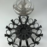 60s 70s Brutalist wall lamp or ceiling lamp made of iron & glass design