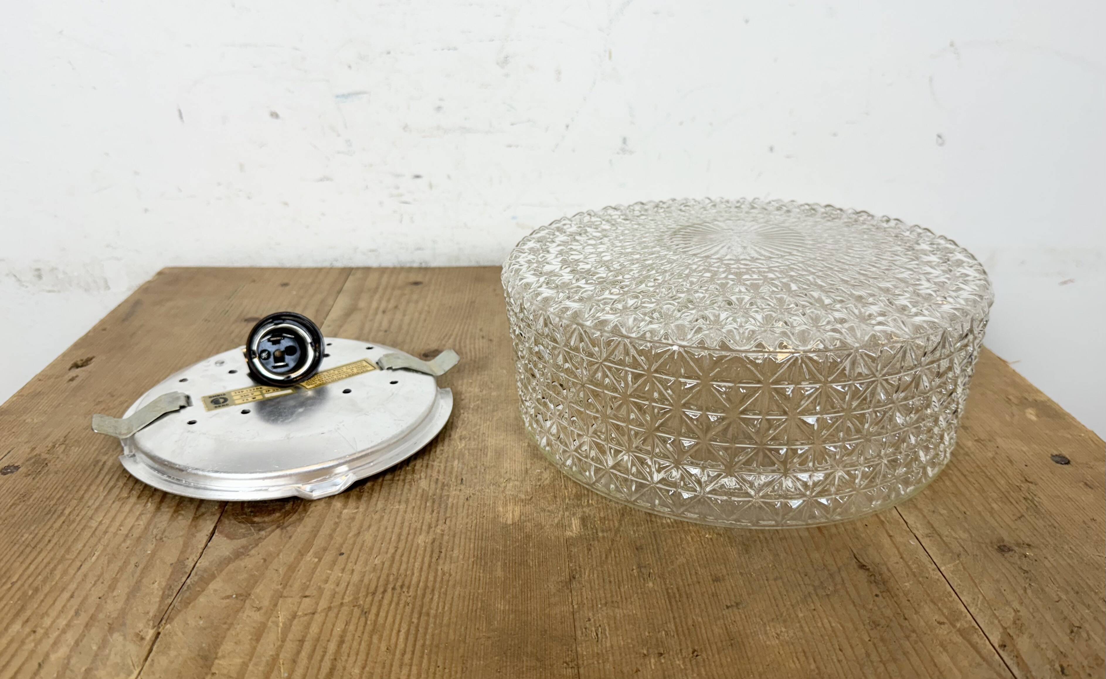 Vintage Glass Wall or Ceiling Light, 1970s