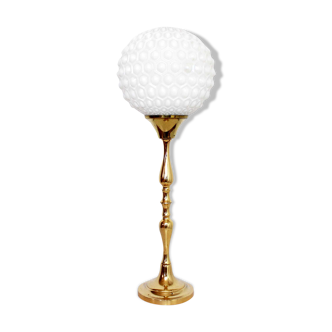 Beautiful brass table lamp and opalin glass