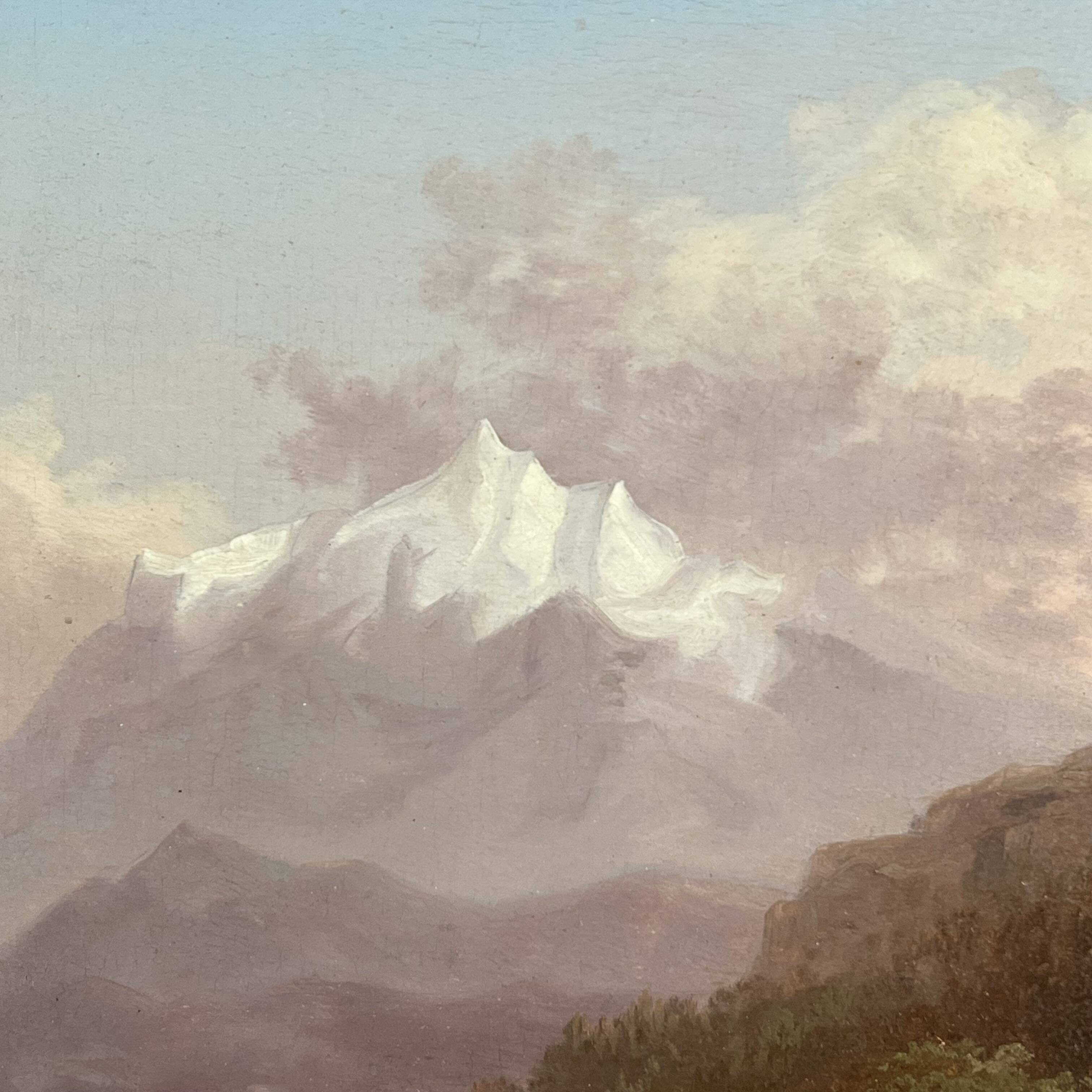Oil on panel, Xanthus Smith United States, 1839-1929 Swiss Alpine Landscape