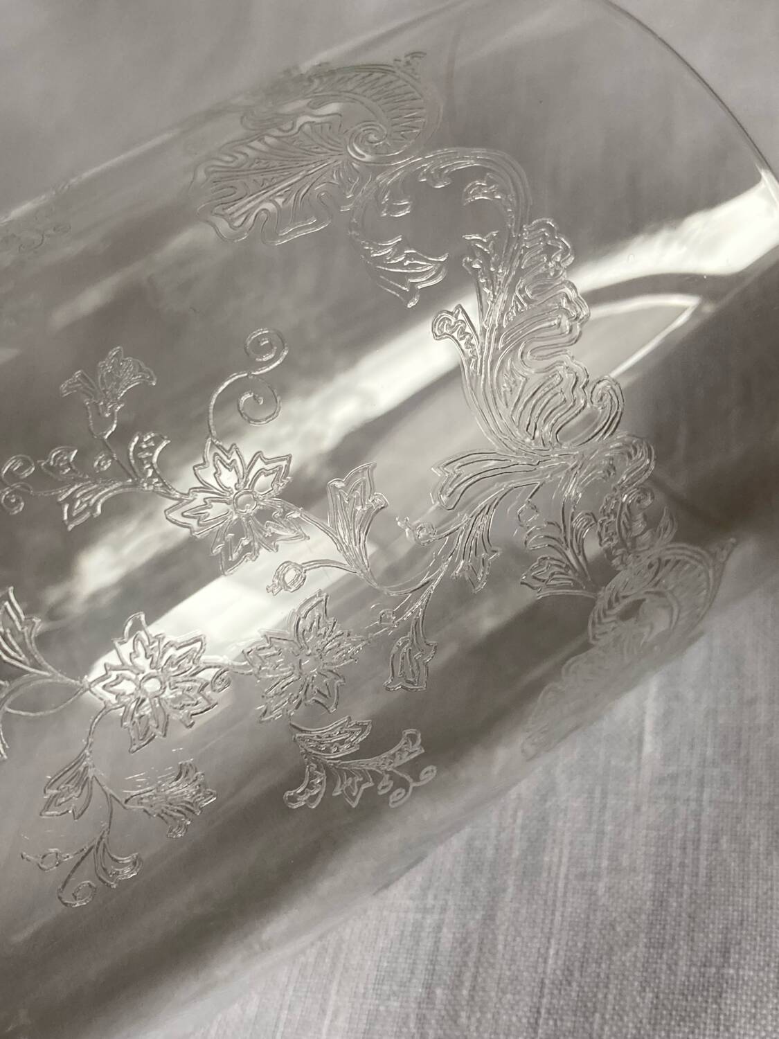 Engraved crystal tall glasses