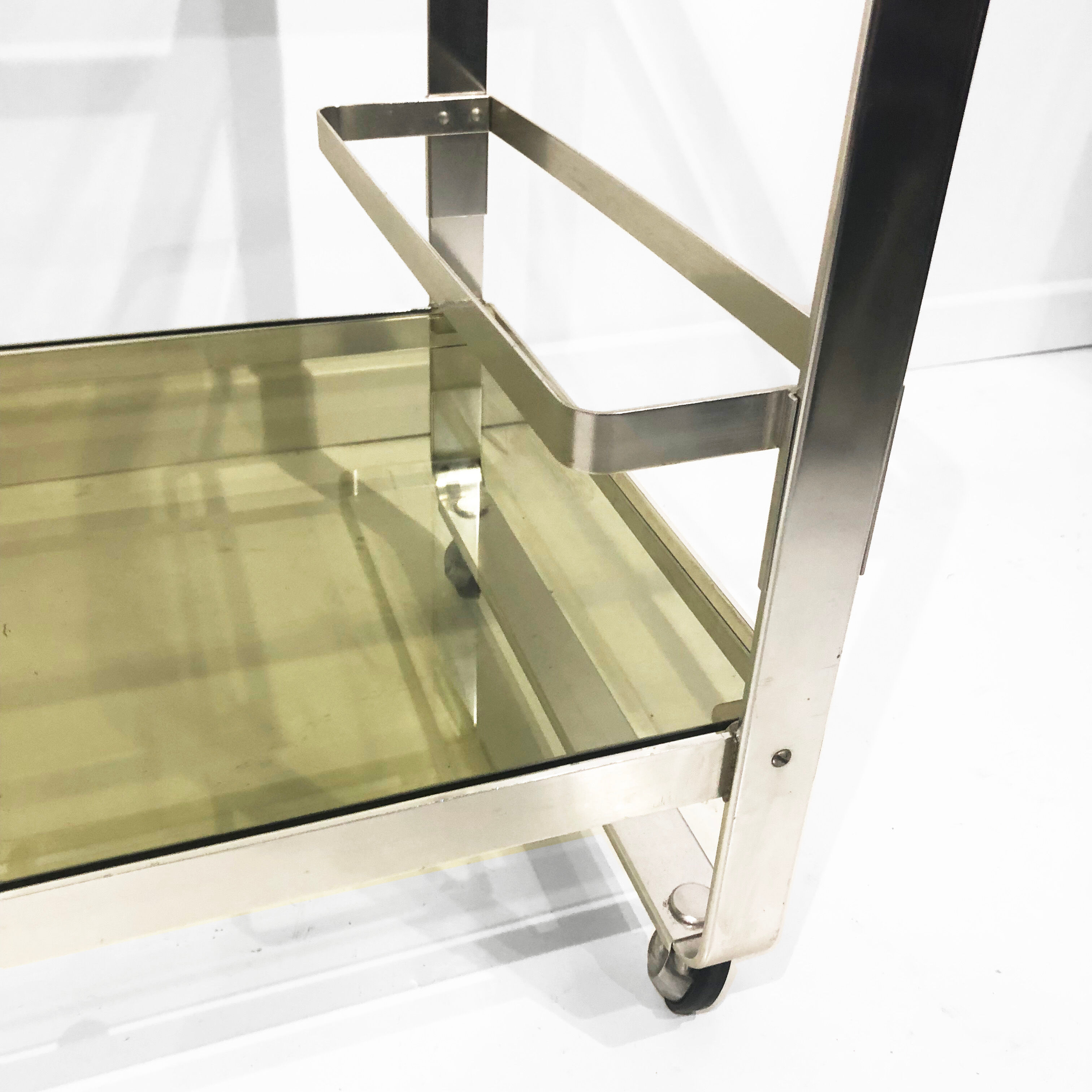 Av Handwerk Space Age Drinks Bar Cart Trolley Chrome Midcentury Modern Smoked Glass