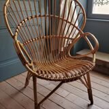 60's rattan fan chair
