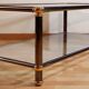 Hollywood regency gold metal & smoked silver coffee table, cut glass