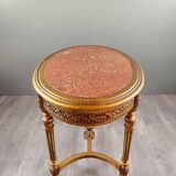 Louis XVI style oval table with marble top, 19th century