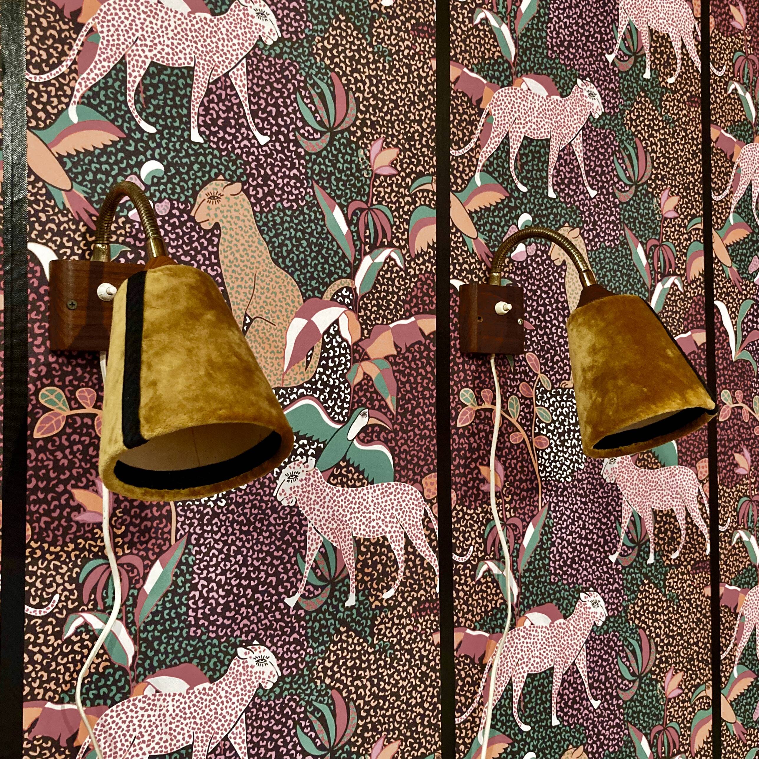 Pair of modular wall lights Scandinavian design 1950.