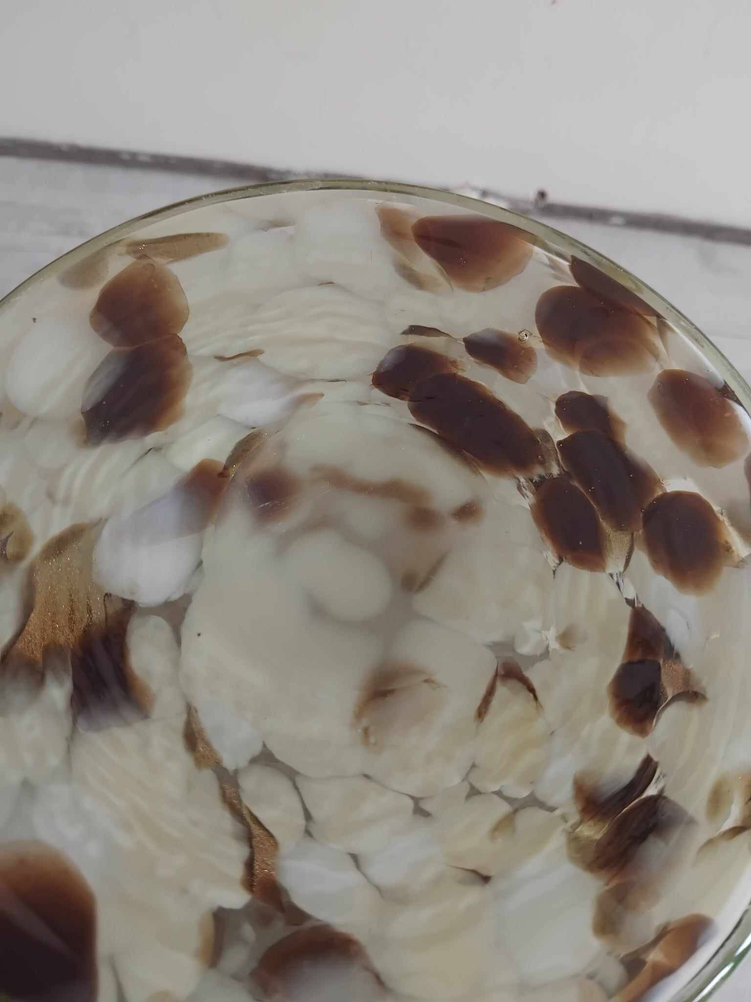 Murano multi-layered scroll vase with gold inclusion