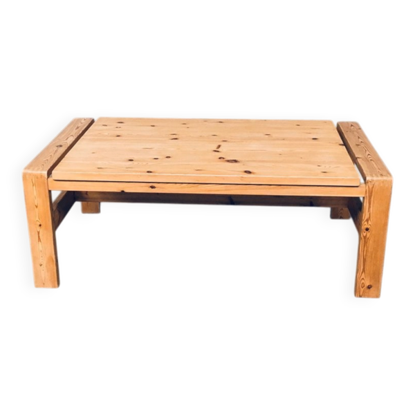Scandinavian Modern Design Solid Pine Coffee Table, 1970s