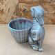 Old grey ceramic greyhound decor pot vintage