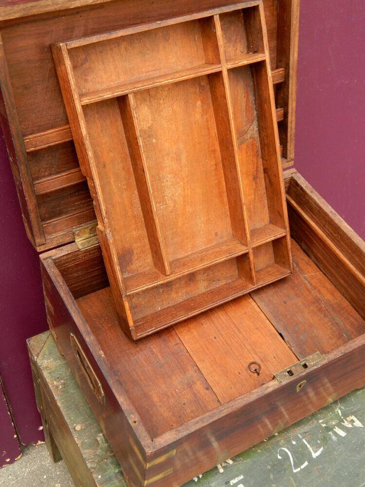 Vintage Secret Chest Old Teak & Metal Handicraft India