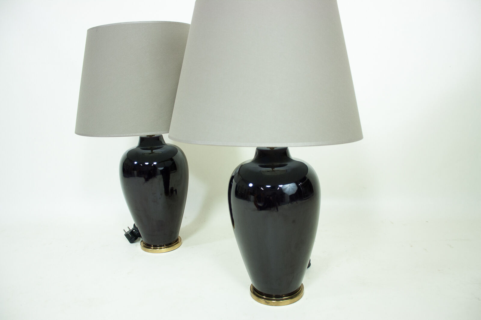 Pair of vintage ceramic and brass lamps