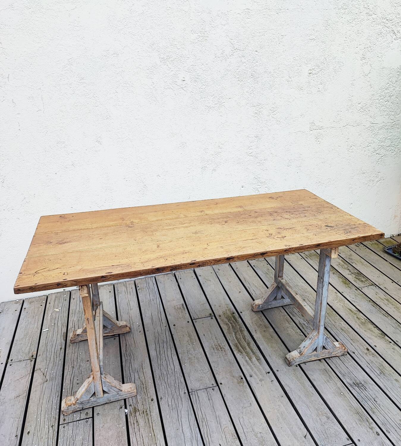 Farmhouse table on trestles