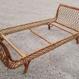 Vintage rattan daybed in basket shape - 1950s