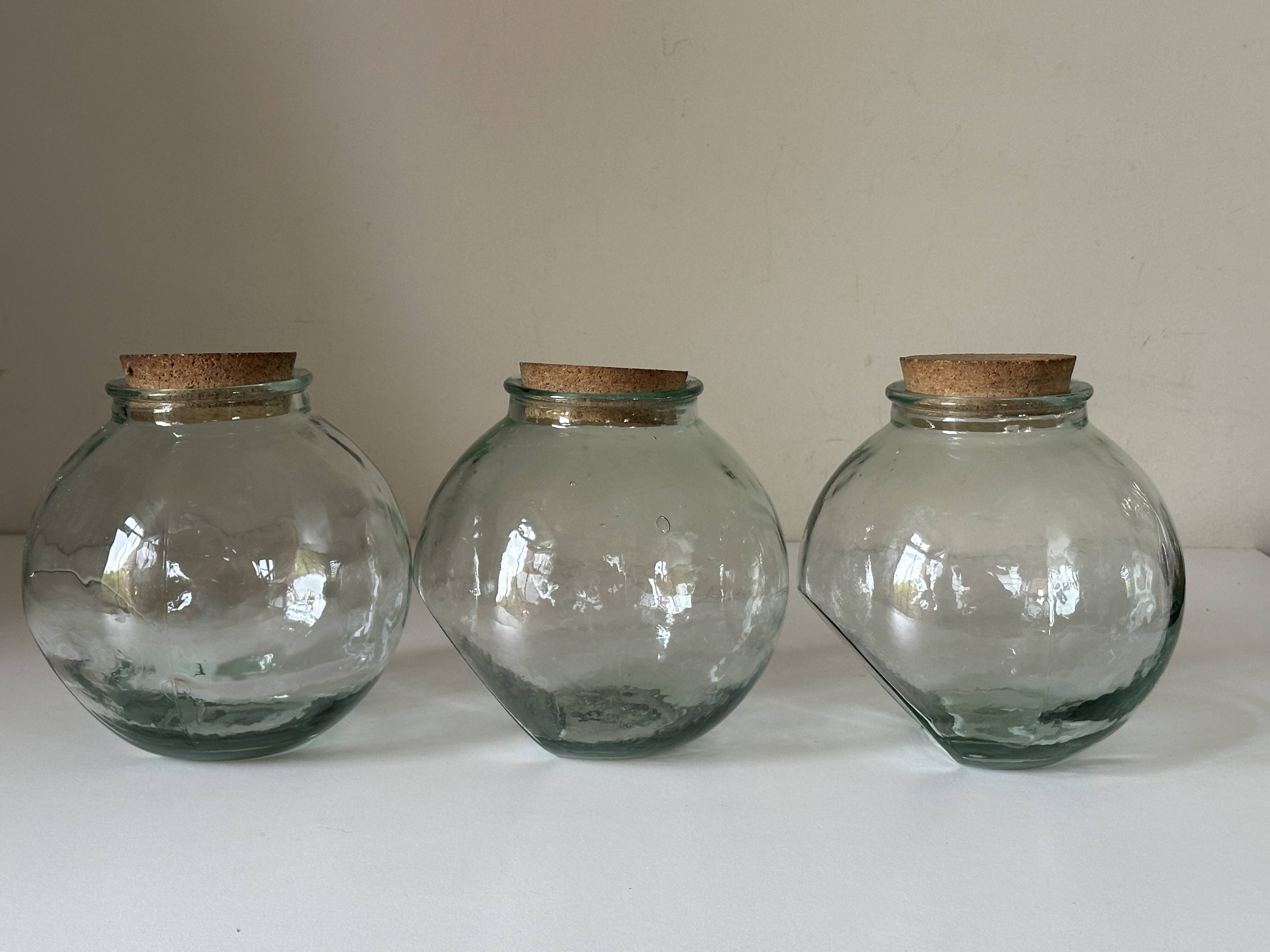 Set of 3 vintage glass candy jars from the 60s and 70s