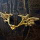 Black painted chest of drawers with golden Japanese bamboo effect