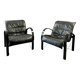 Pair of "Polhem" armchairs in leather by Tord Björklund for IKEA 1980.