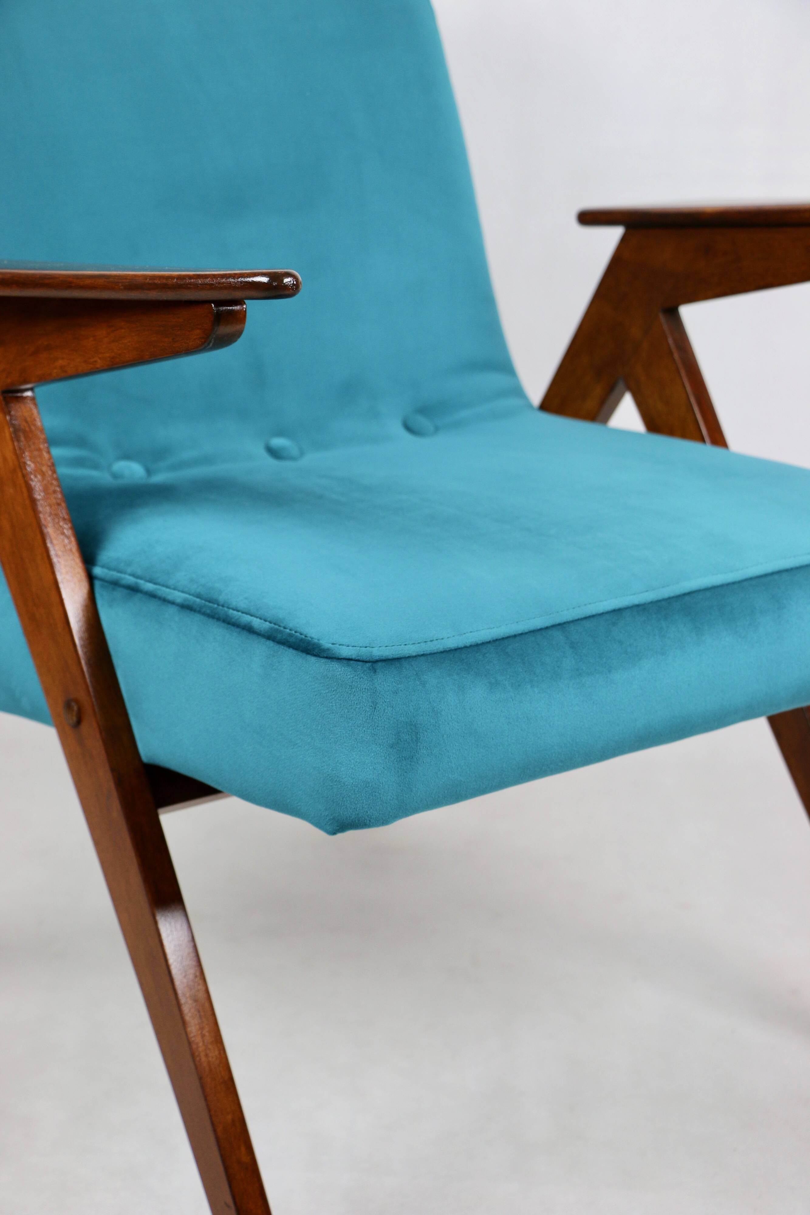 Fauteuil Bunny Vert Pétrole attribué à Józef Chierowski, 1970