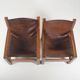 Set of French armchairs in olive wood with saddle leather, 1970s