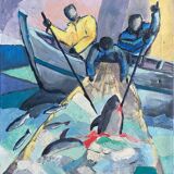 HST Africanist Orientalist painting "Tuna fishing" signed post cubist