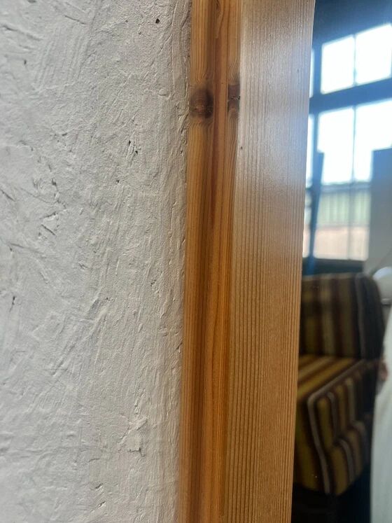 Vintage Large Pine Wooden Mirror, Sweden 1970's