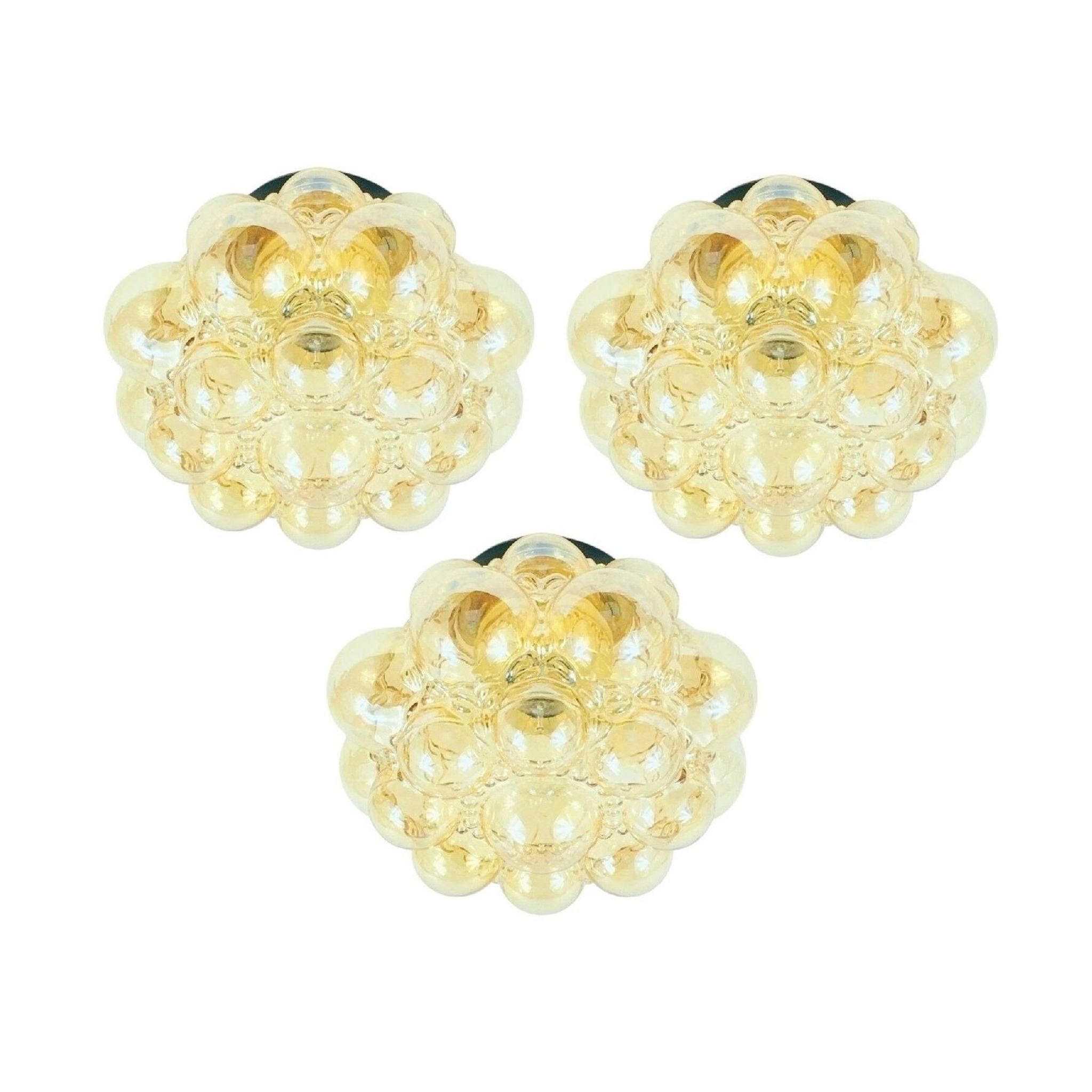 1 of 3 Mid-Century Bubble Glass Ceiling Lights by H.Tynell for Limburg, 70s