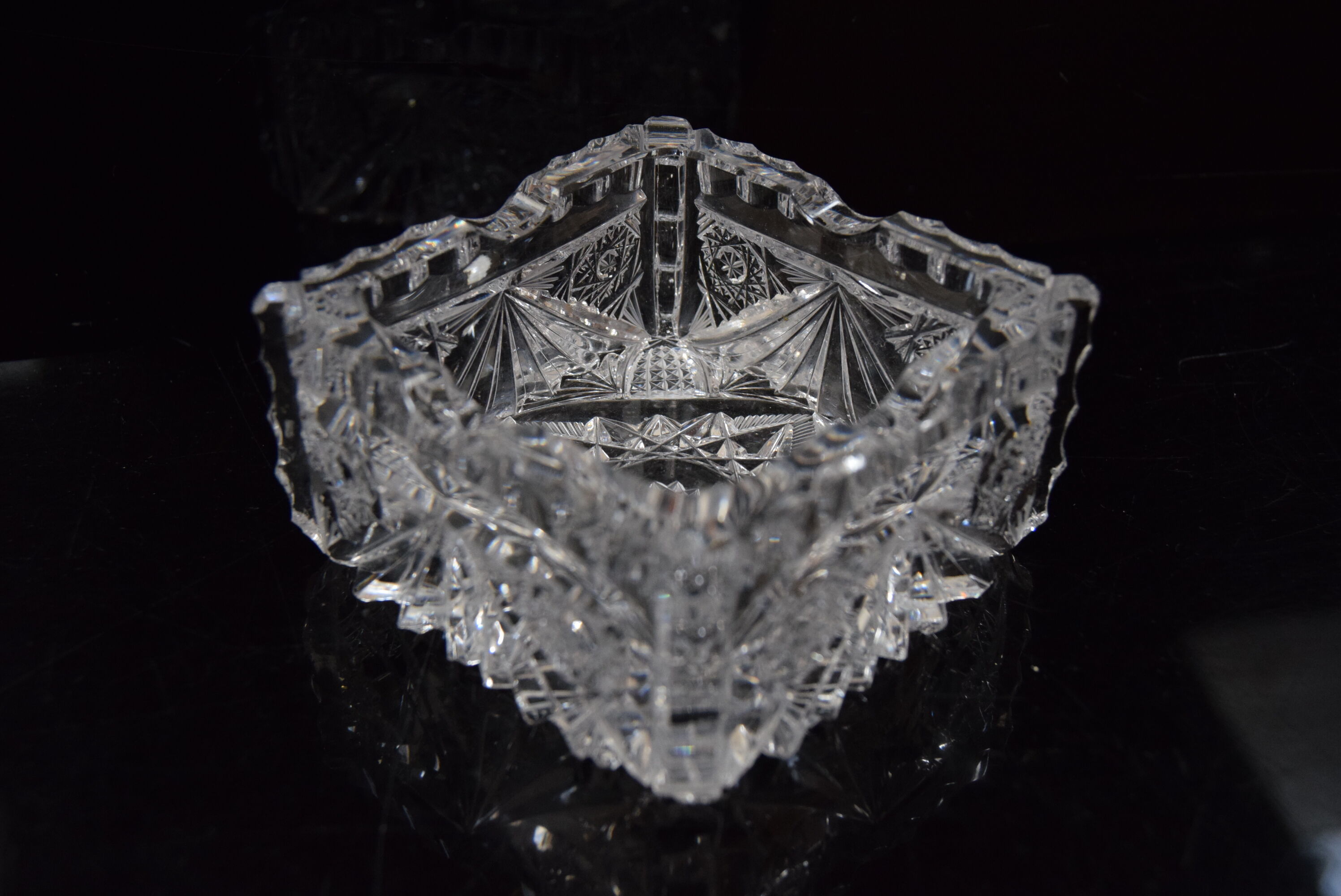 Paire de cendriers, verre en cristal taillé, bohême, années 1960