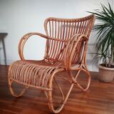 Rattan and bamboo armchair 1950 for Rohe noordwolde