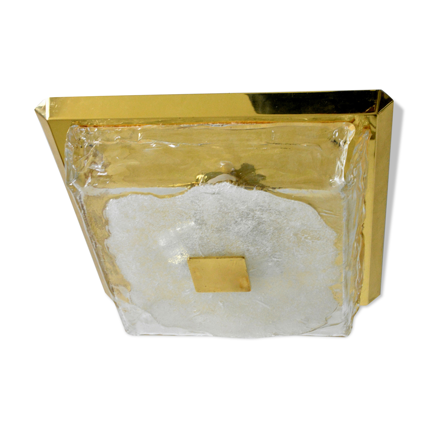 Large Kalmar flushmount, Murano ice glass 70s