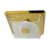 Large Kalmar flushmount, Murano ice glass 70s