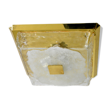 Grand plafonnier Kalmar, verre de Murano en glace des années 70.