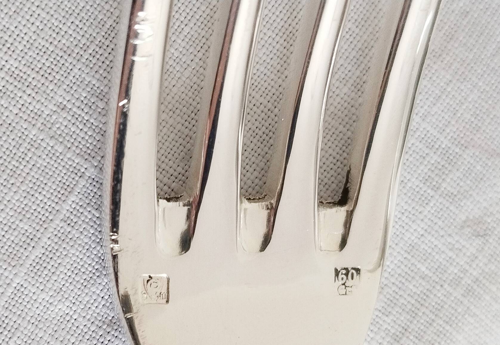 Silver cutlery, 1 fork and 1 spoon, Orfévrerie Saint Médard