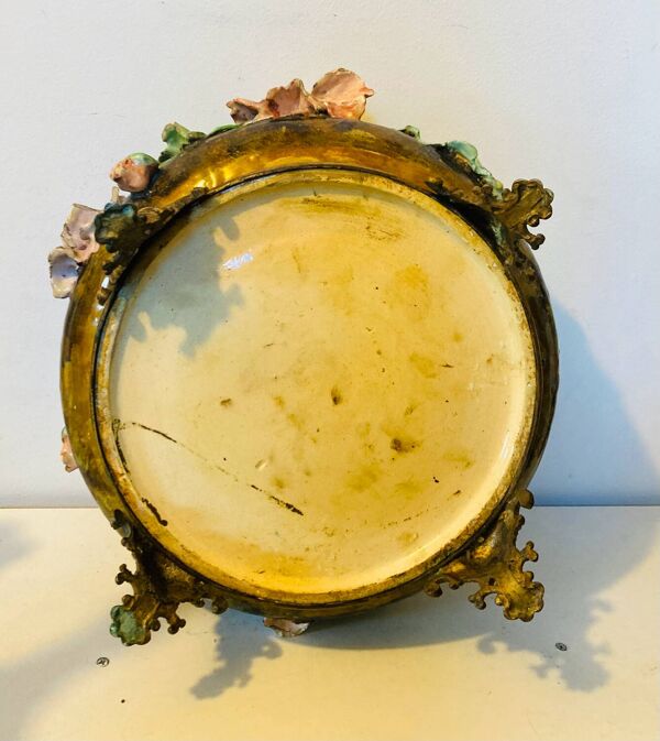 Cache pot, jardinière Napoleon III époque XIXe en barbotine et bronze