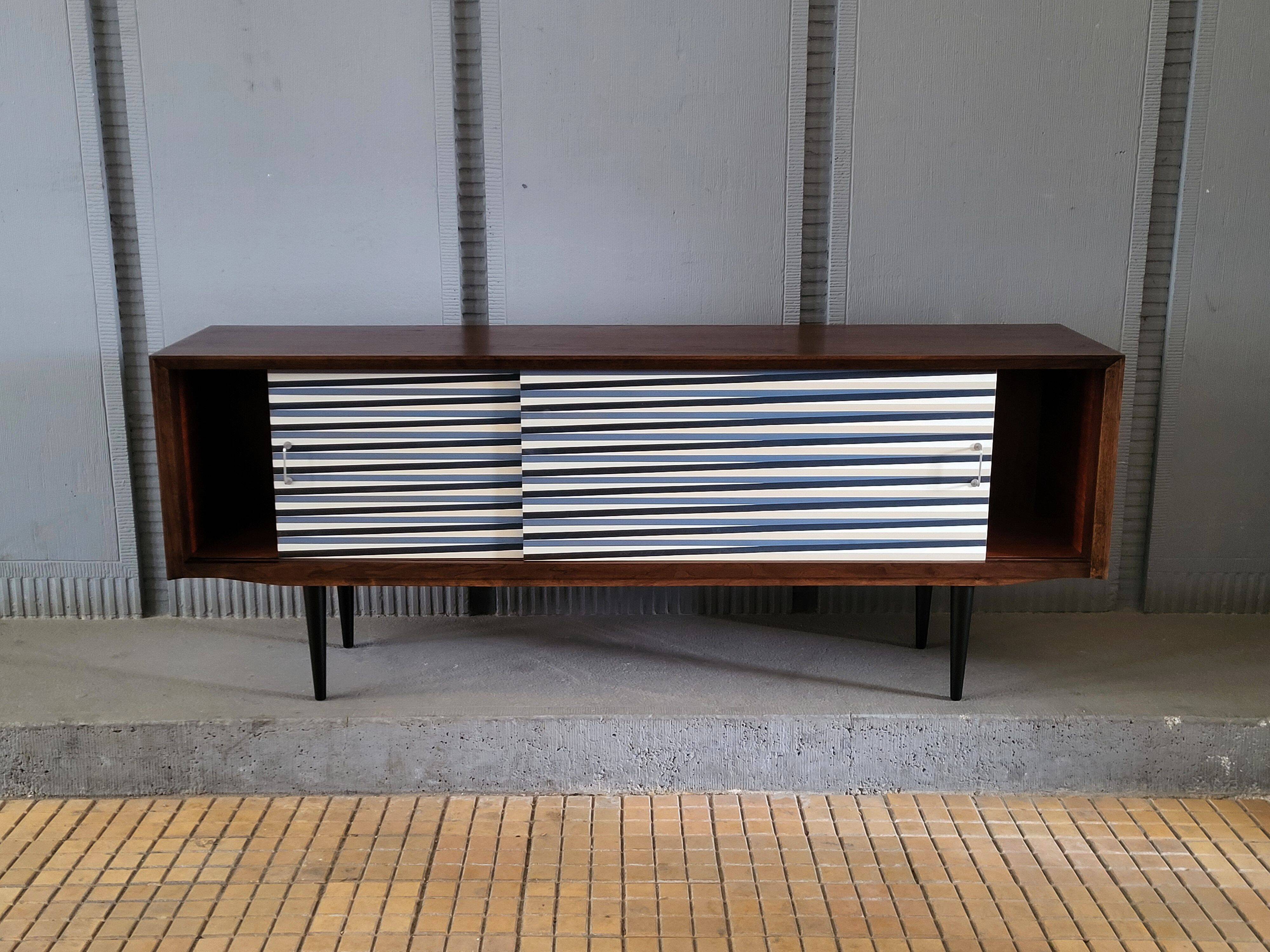 Vintage walnut wooden sideboard, 1960s, colour