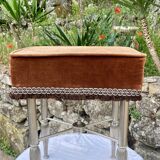 Charming stool in brown velvet and chrome metal